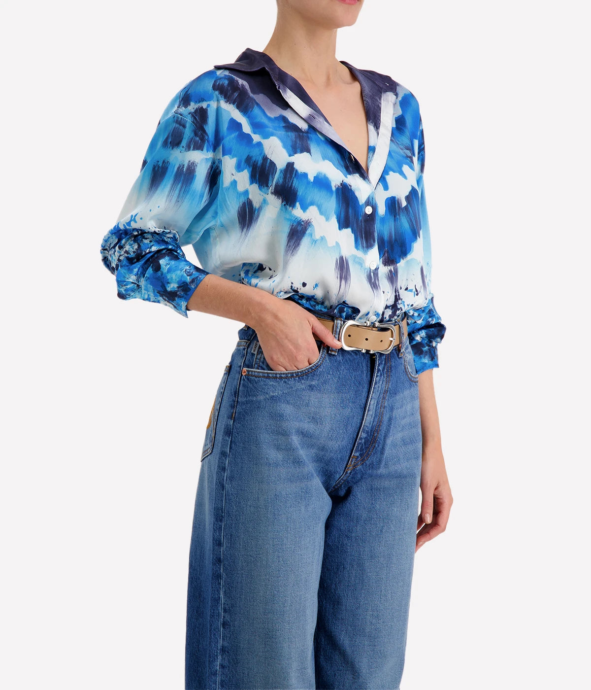 Degrade Silk Shirt in Nigella