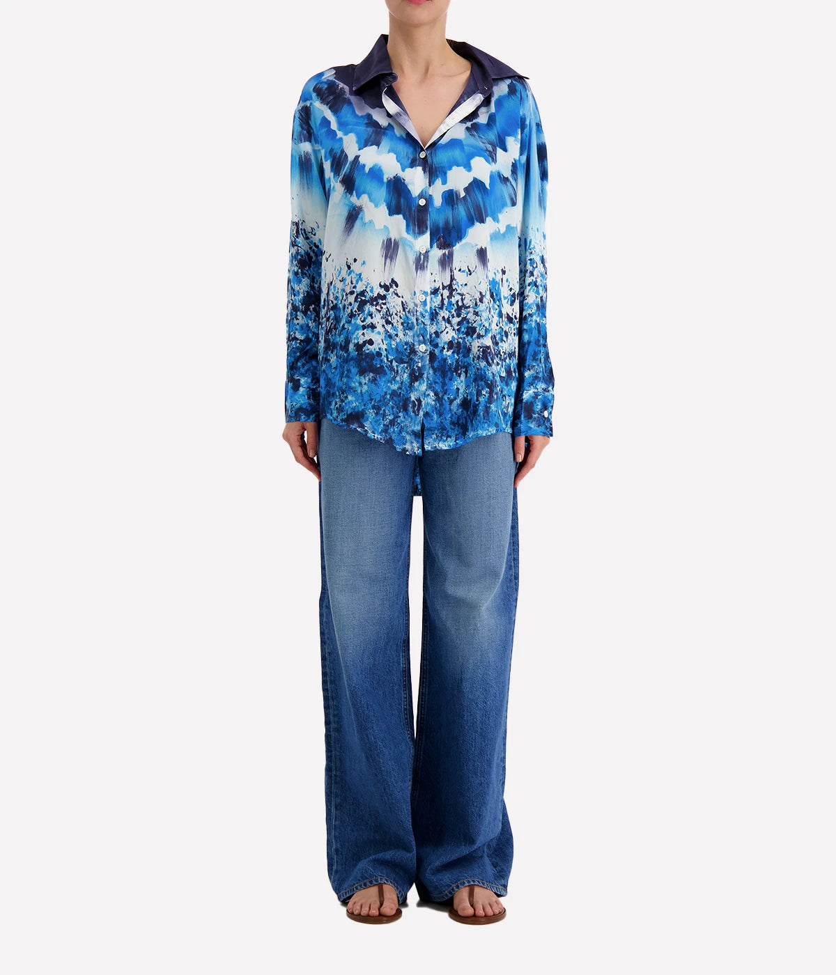 Degrade Silk Shirt in Nigella