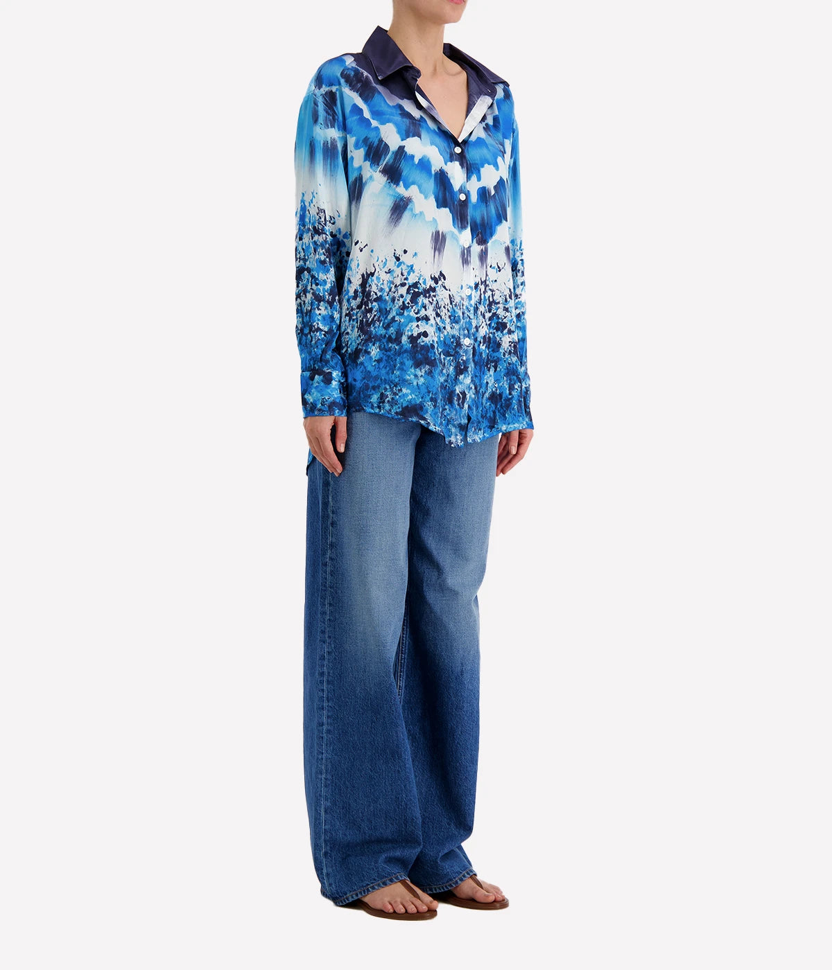 Degrade Silk Shirt in Nigella
