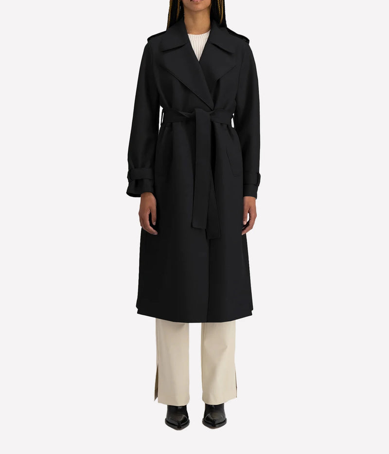 Double Vent Trench Coat in Black
