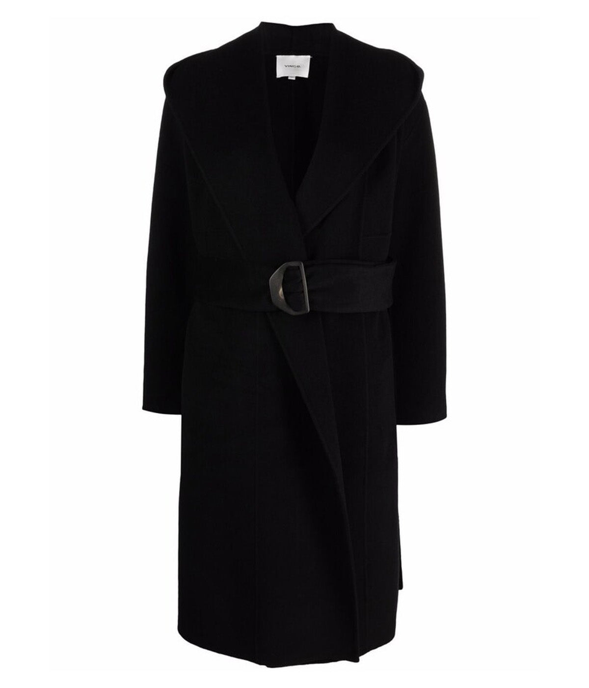 Belted Drape Coat in Black