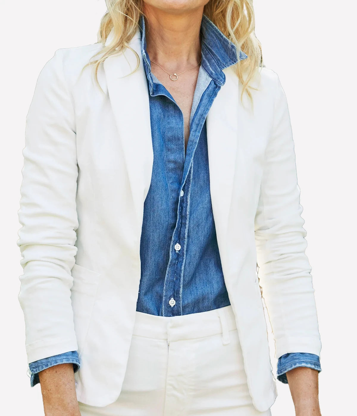 Dublin Denim Blazer in White