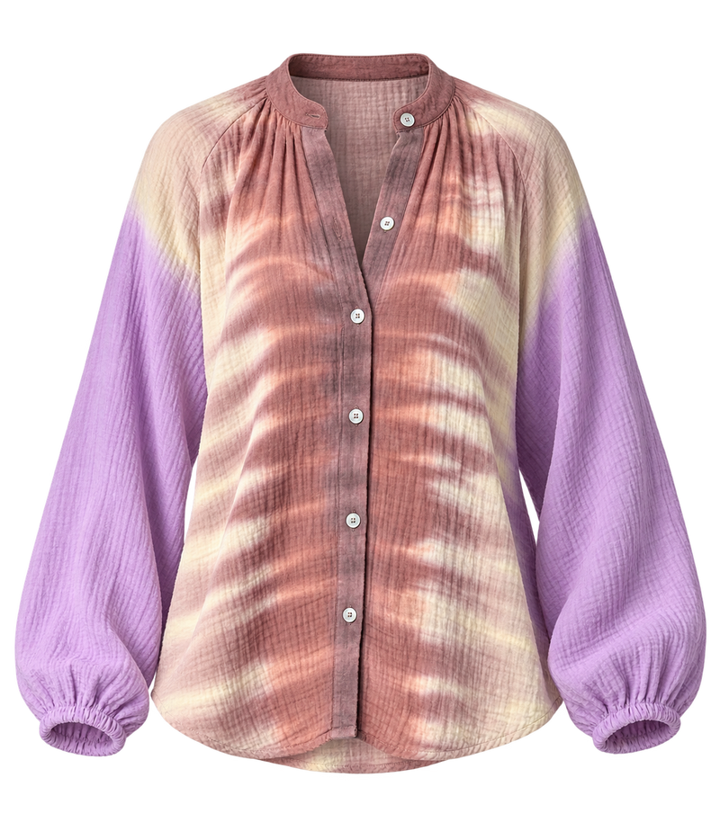Electric & Rose Winnie Fade Shirt in Lavender Sepia - product fat lay image