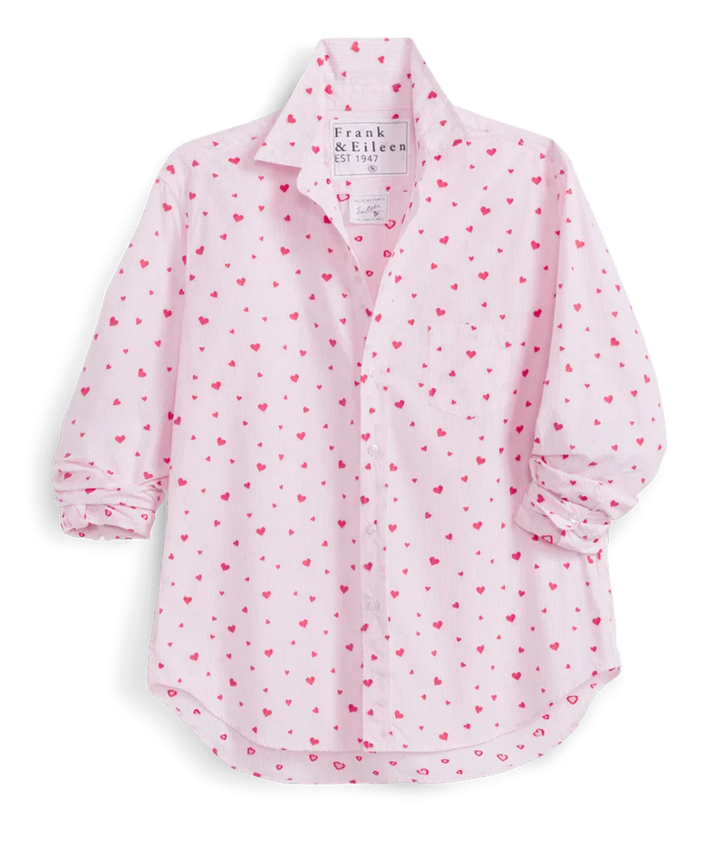 Silvio Button-Up Shirt in Pink Stripe Hearts