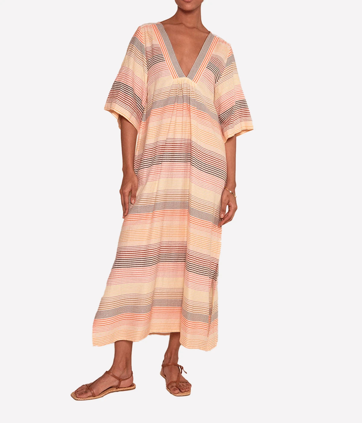 Edna V Neck Dress in Amaresh Sunrise
