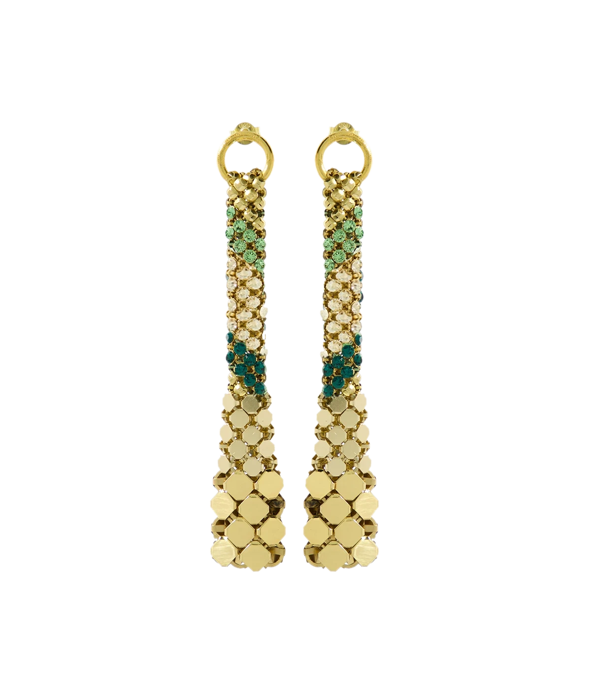 Eiffel Earrings in Gold & Green