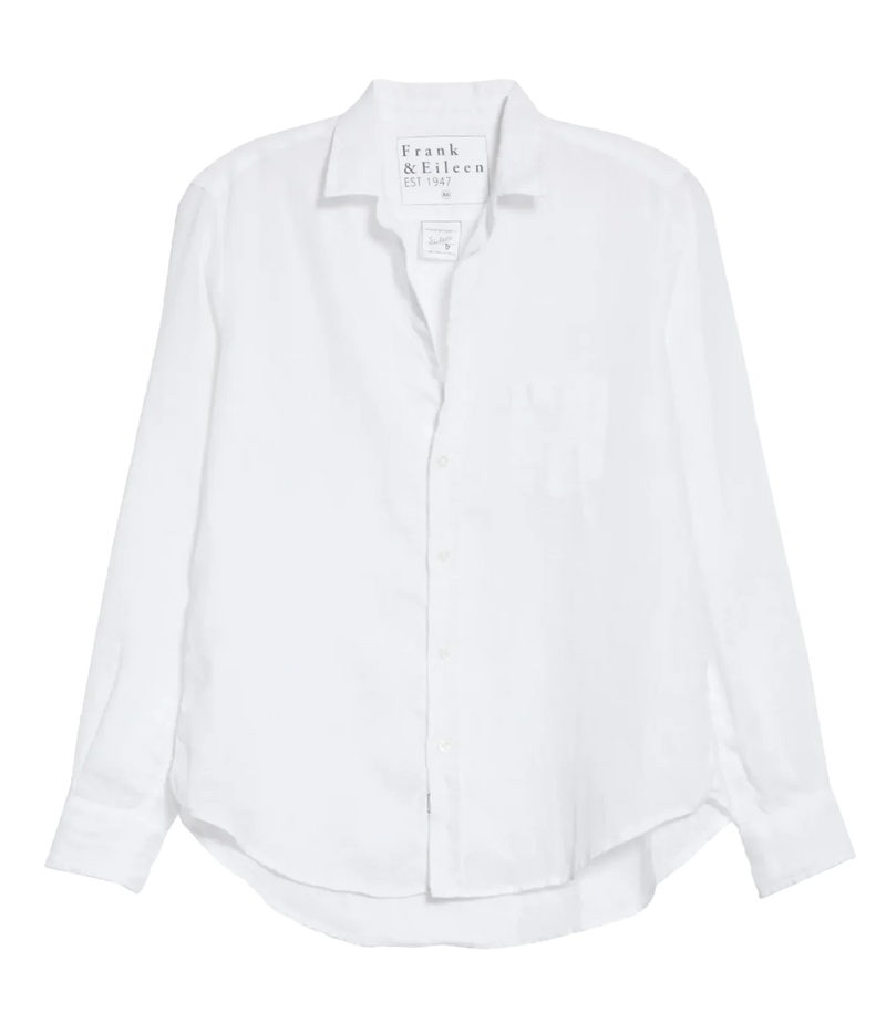 Eileen Woven Linen Button Up in White