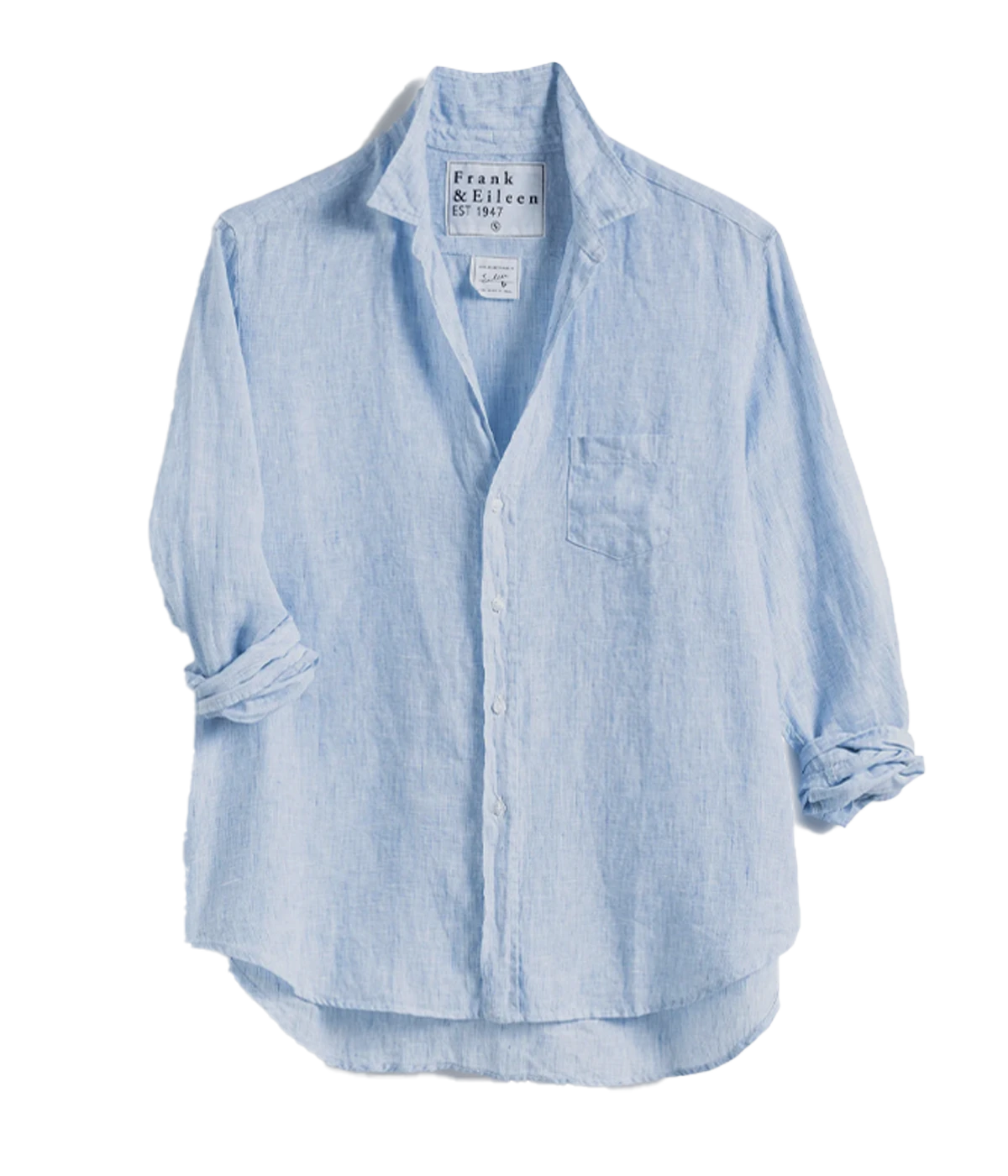 Eileen Woven Button Up in Washed Blue