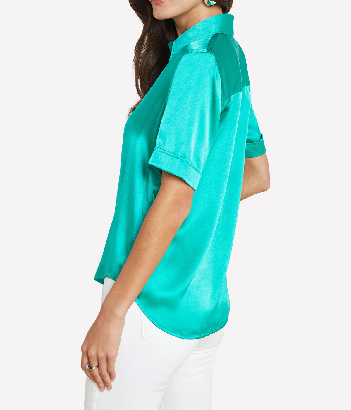 Ellah Short Sleeve Blouse in Bright Seafoam