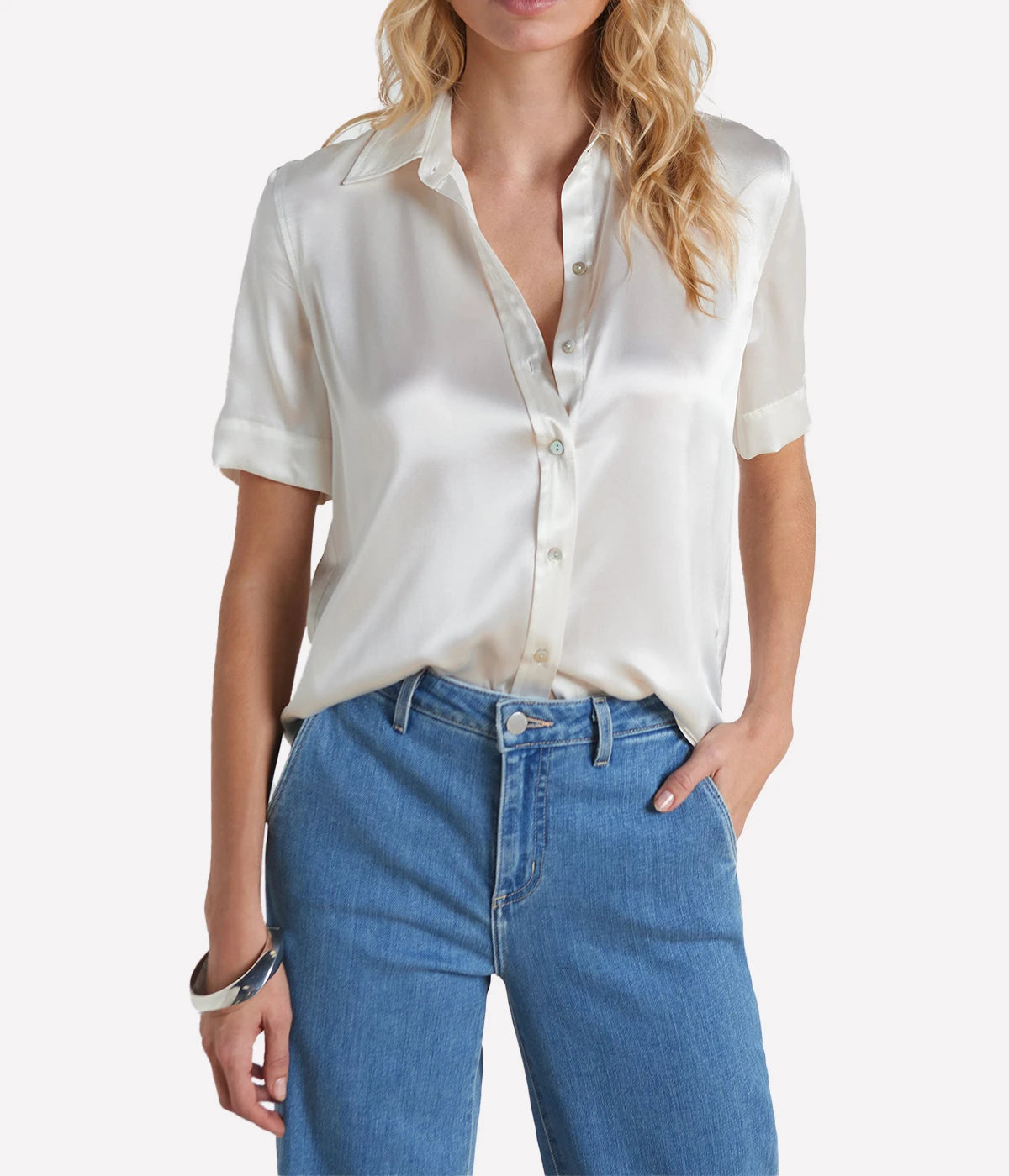 Ellah Short Sleeve Blouse in Ivory