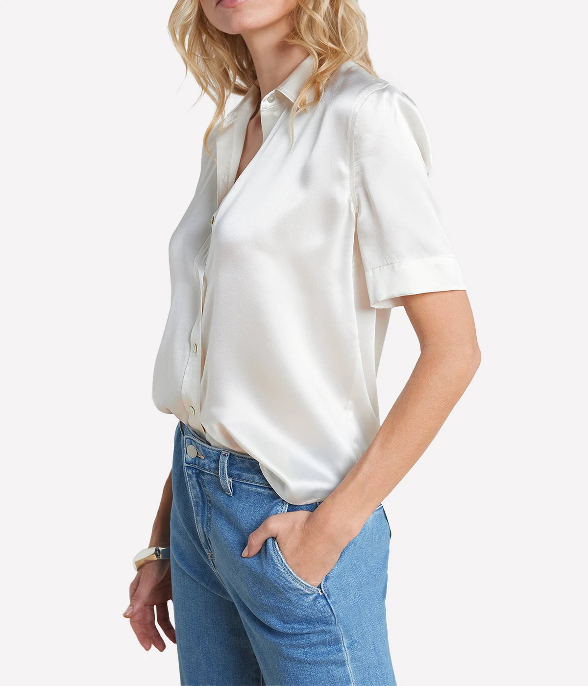Ellah Short Sleeve Blouse in Ivory
