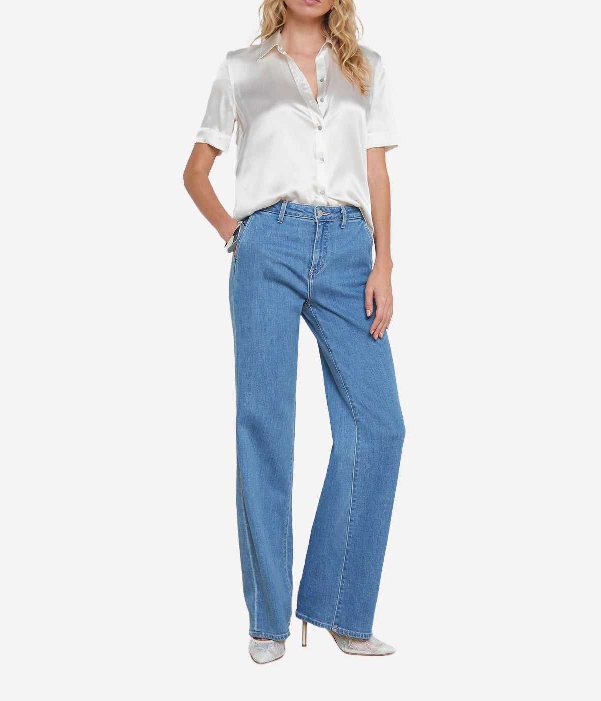 Ellah Short Sleeve Blouse in Ivory