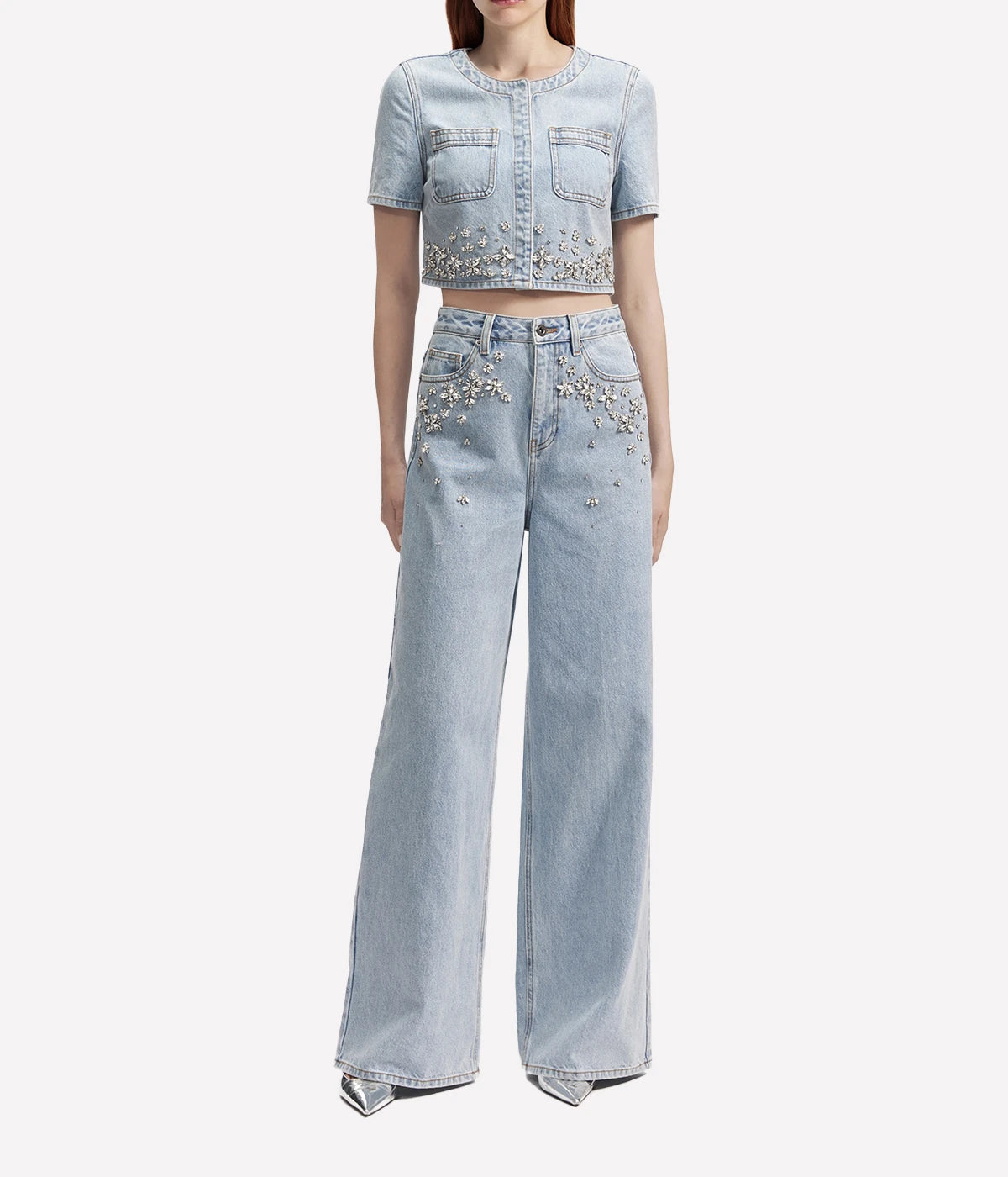 *FINAL SALE* Embellished Jeans in Light Blue