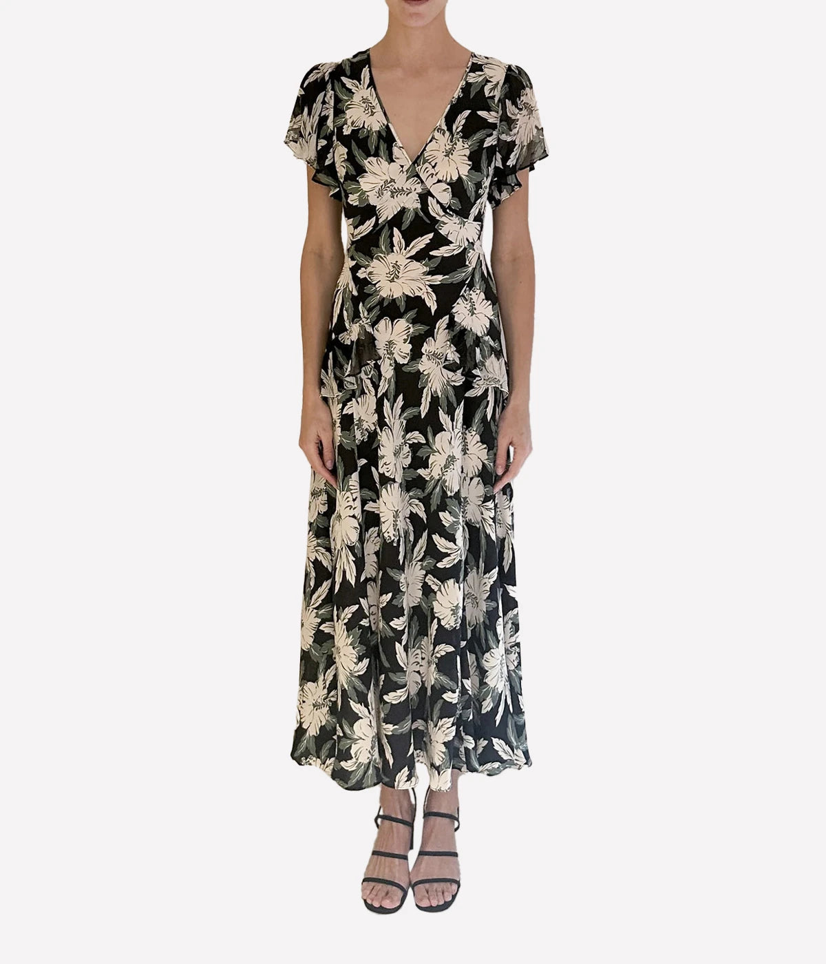 Evie Dress in Hibiscus Black