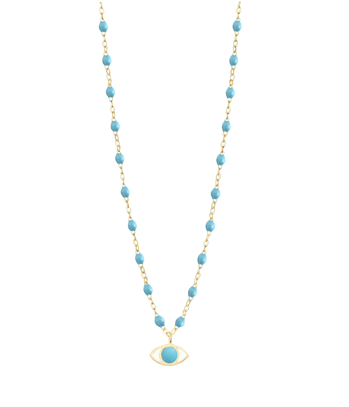Eye Necklace Yellow Gold and Turquoise in 42 cm