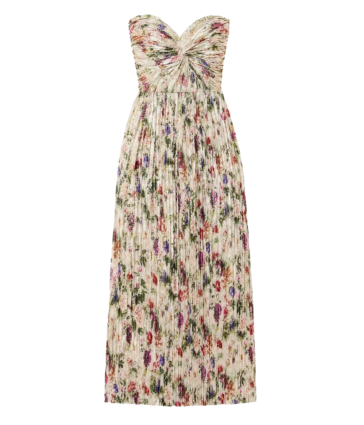 Ulla Johnson Adelaide Strapless Pleated Dress in Sterling Floral front product view