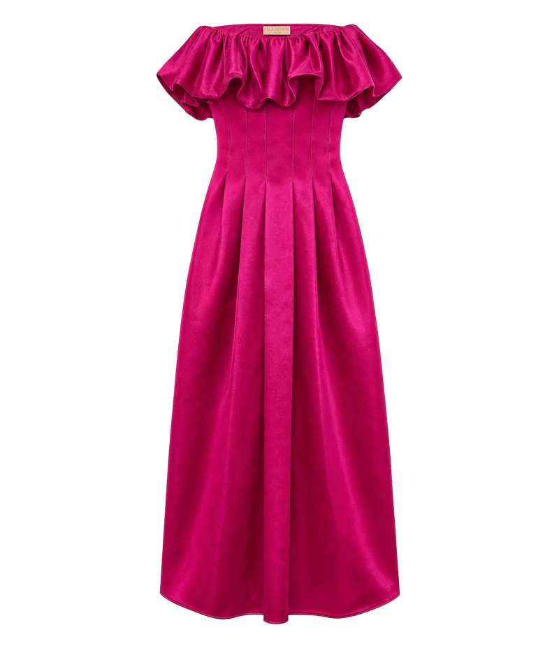 Ulla Johnson Cosima Strapless Satin Dress in Orchid front product view
