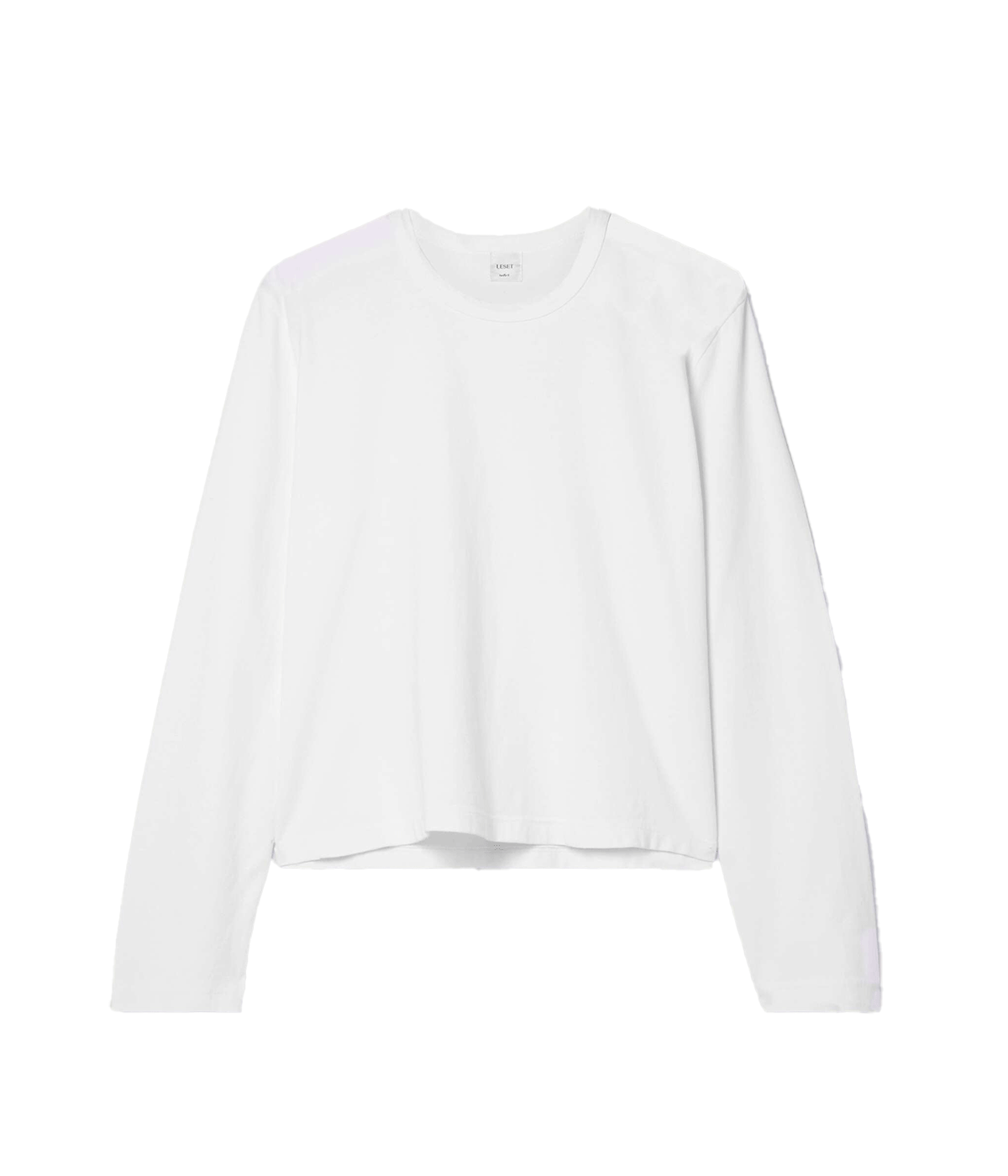 ALT text: Margo Long Sleeve T-shirt in cotton with a crewneck and tailored-relaxed fit