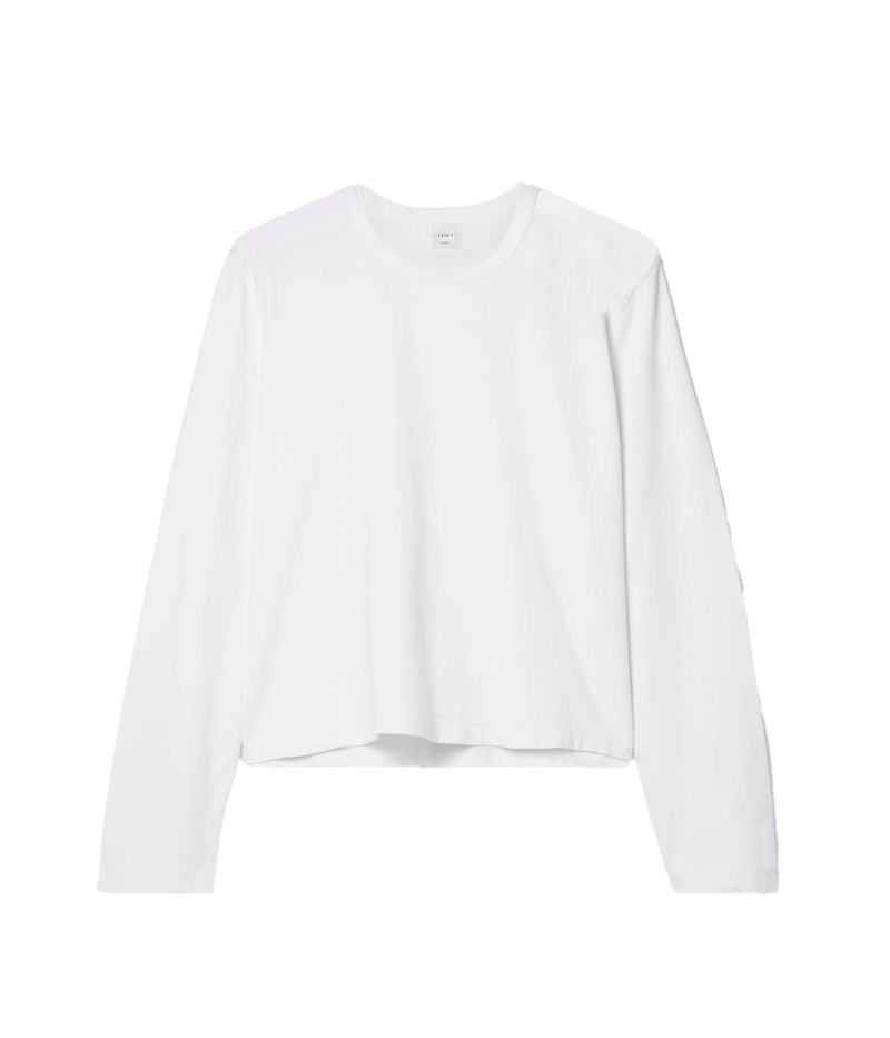 ALT text: Margo Long Sleeve T-shirt in cotton with a crewneck and tailored-relaxed fit