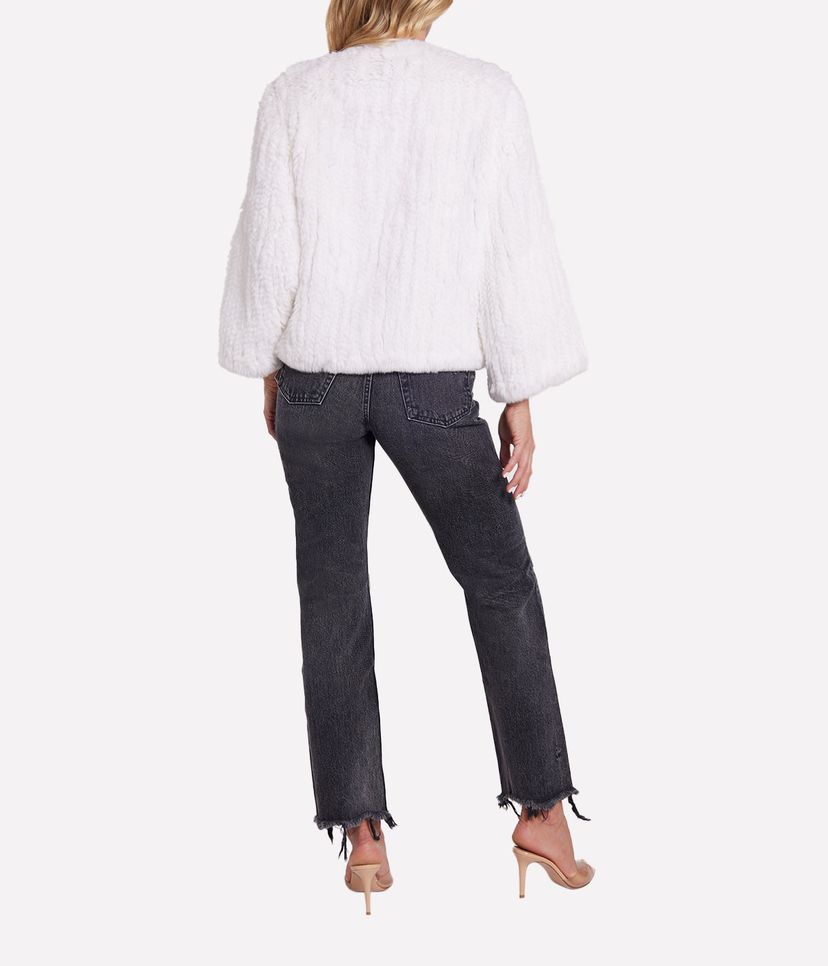 Knitted Fur Jacket in White