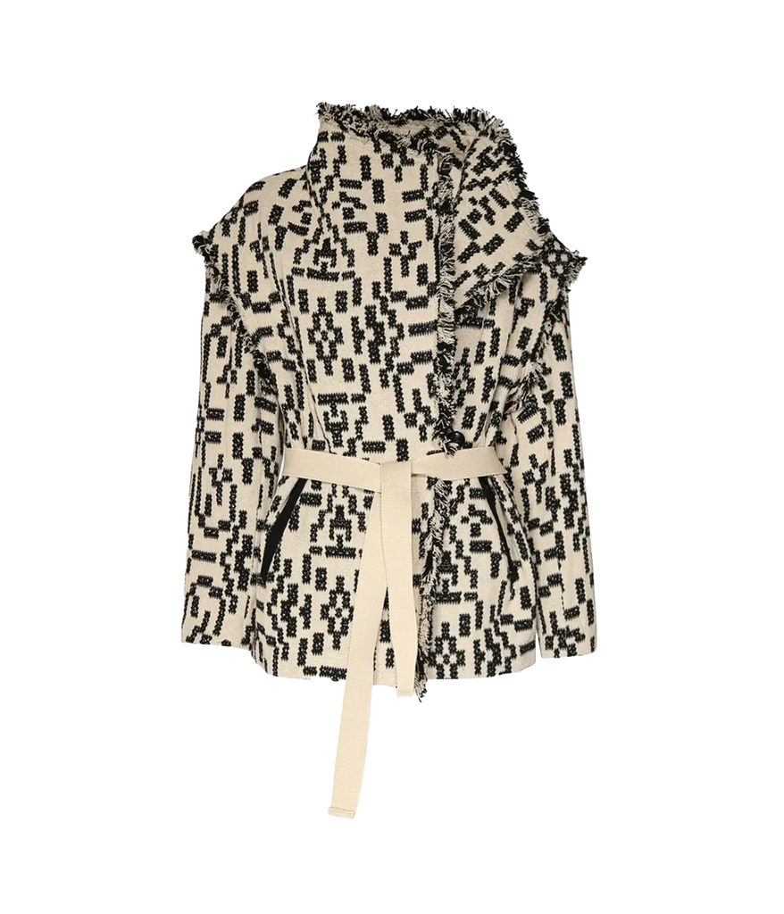 ecru and black all over pattern jacket by Isabel Marant with detachable sleeves,