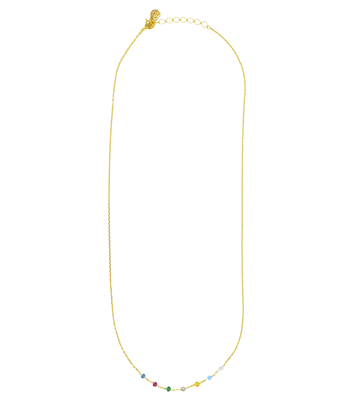 Fence Necklace in 14K Yellow Gold & Multi