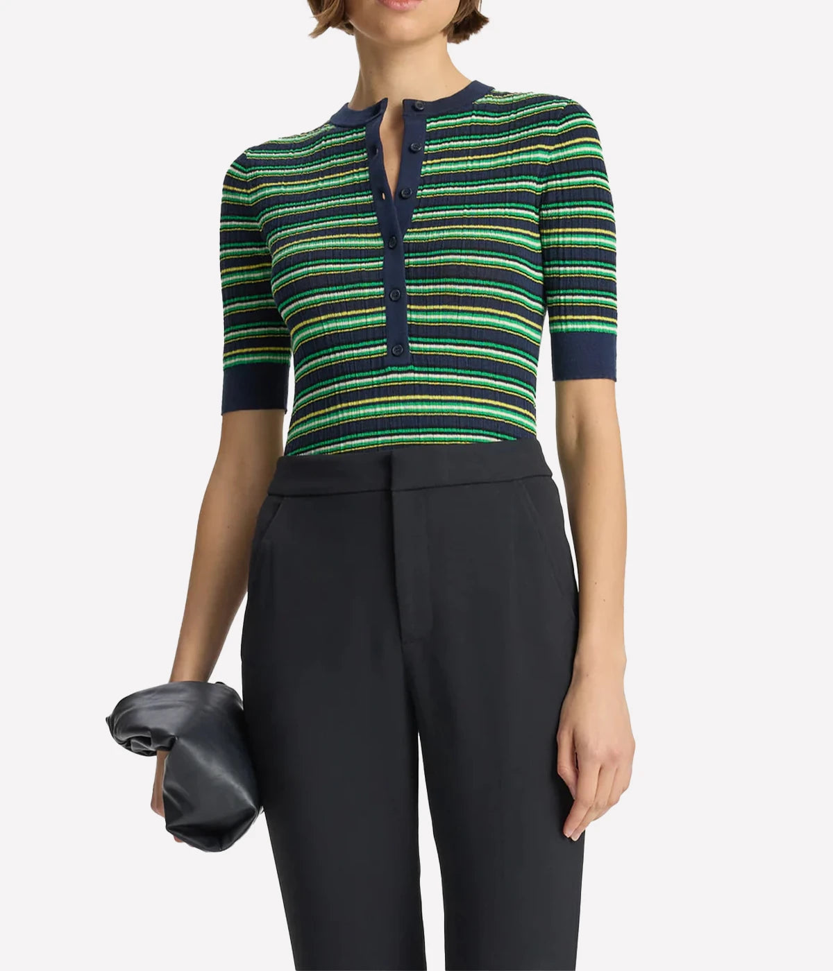 Fisher Top in Navy & Green Multi