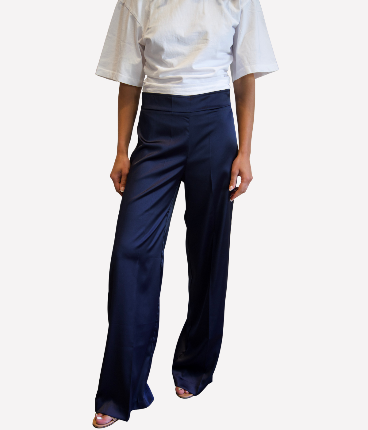 *FINAL SALE* Flavia Liquid Satin Pant in NAVY