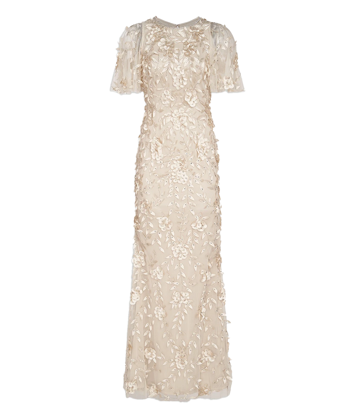 Flutter Sleeve Petal Dress in Ivory