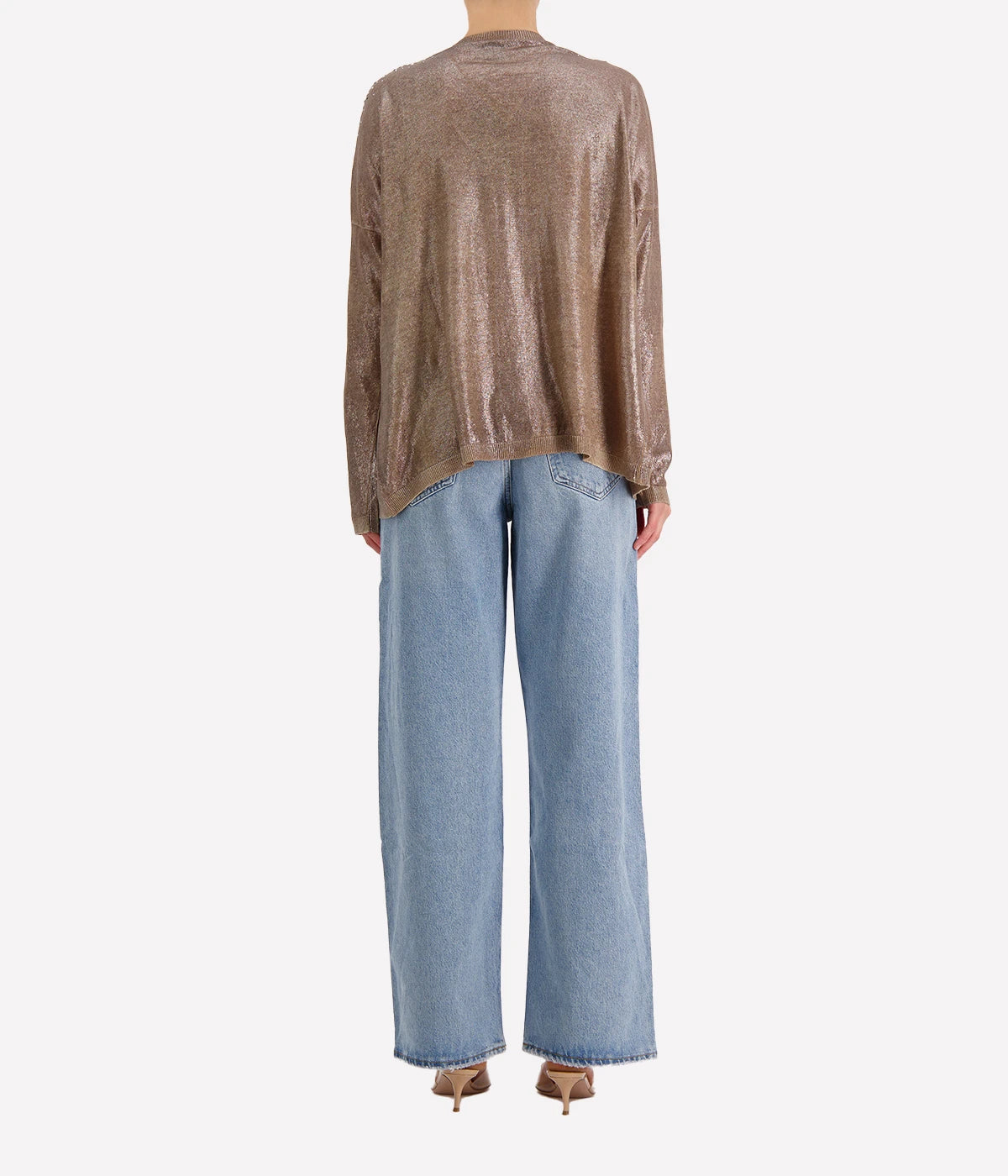 Linen Cardigan with Lamination in Sughero