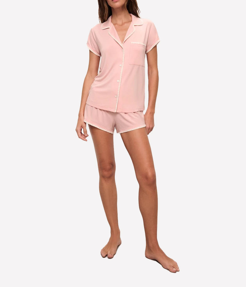Frida Short Sleeve Set In Silver Pink Ivory