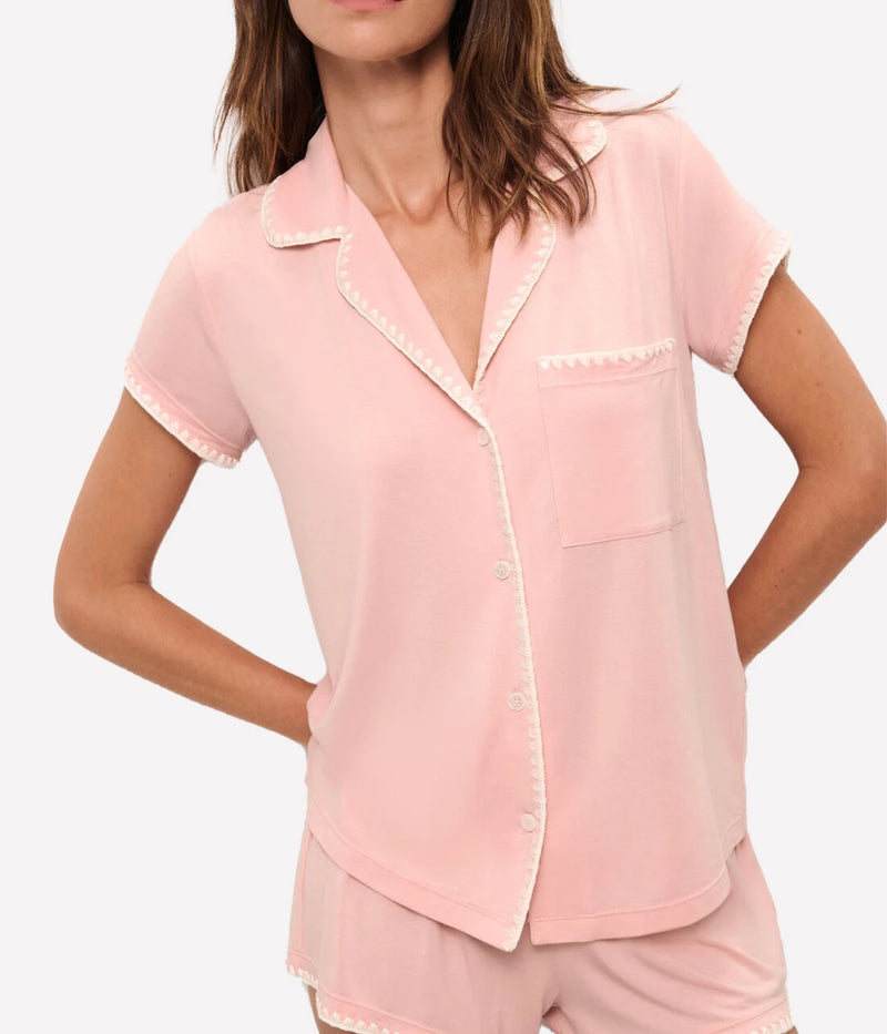 Frida Short Sleeve Set In Silver Pink Ivory