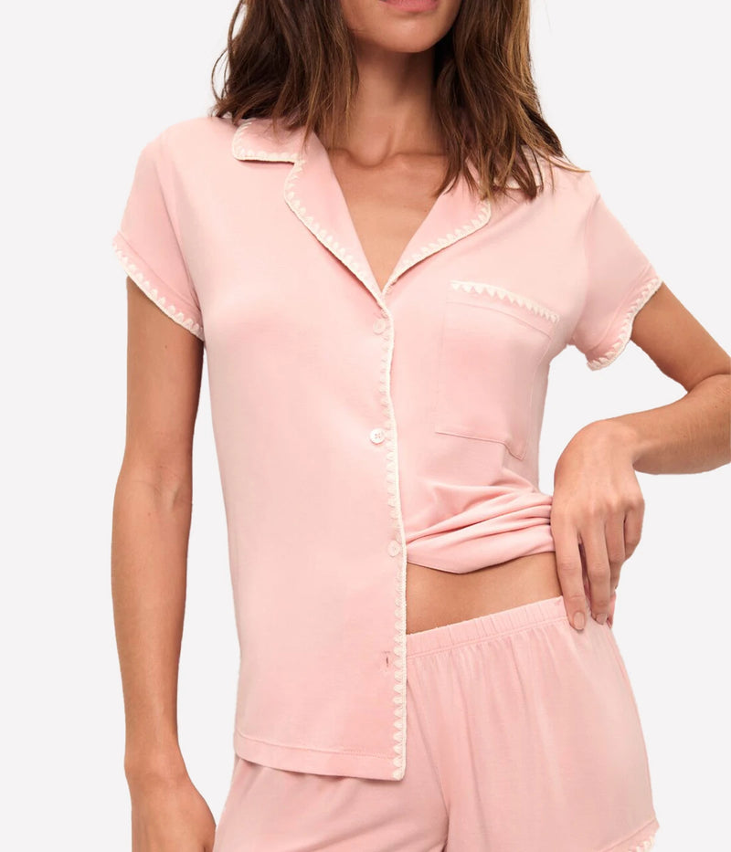 Frida Short Sleeve Set In Silver Pink Ivory