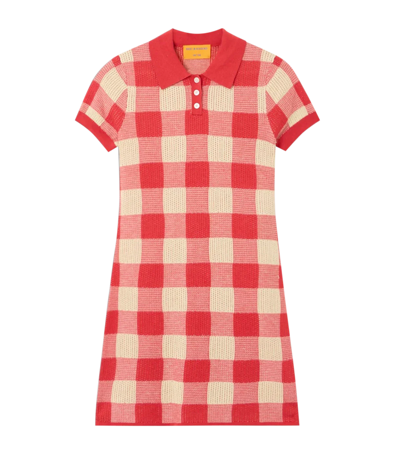 Gingham Polo Dress In Scarlet Mist