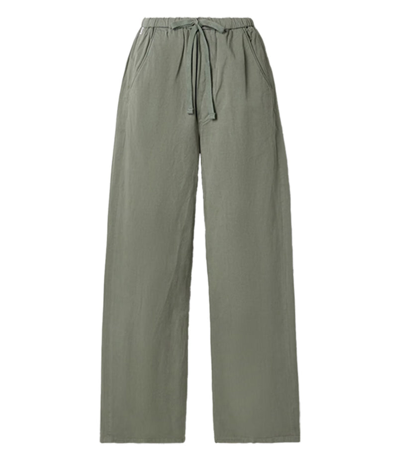 Citizens of Humanity Aurora Pull On Pant in Nova – flat lay view displaying relaxed pull-on silhouette with drawstring waist in breathable cotton–flax blend.