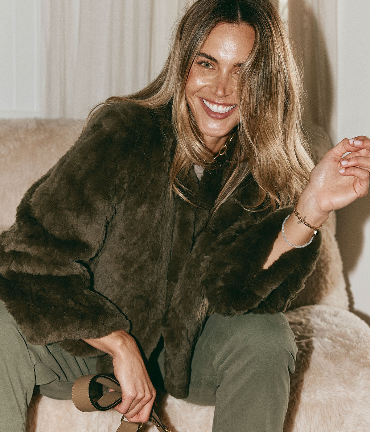 Knitted Rex Rabbit Fur Jacket in Provance