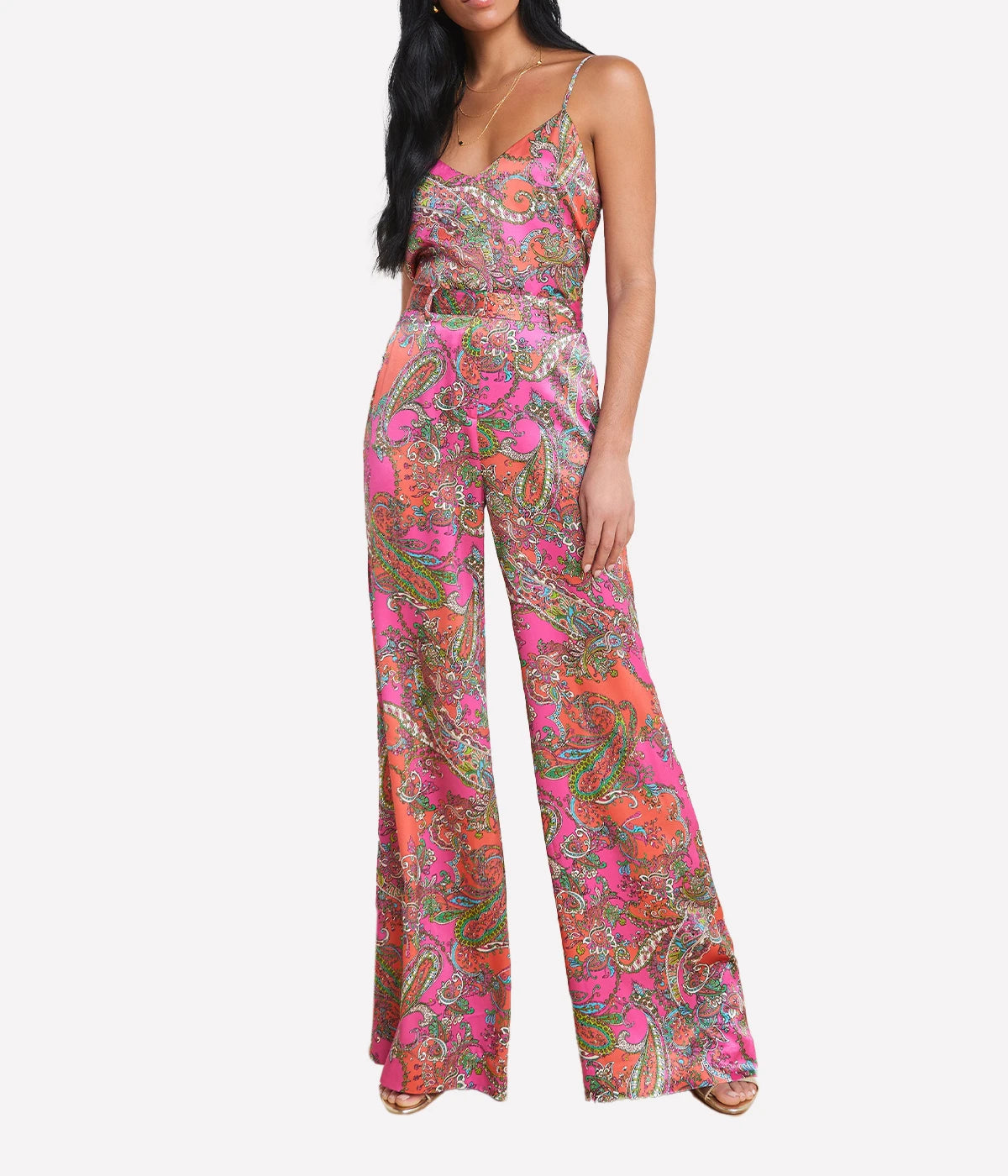 Gavin Wide Leg Pant in Rhodamine Bright Pop Paisley