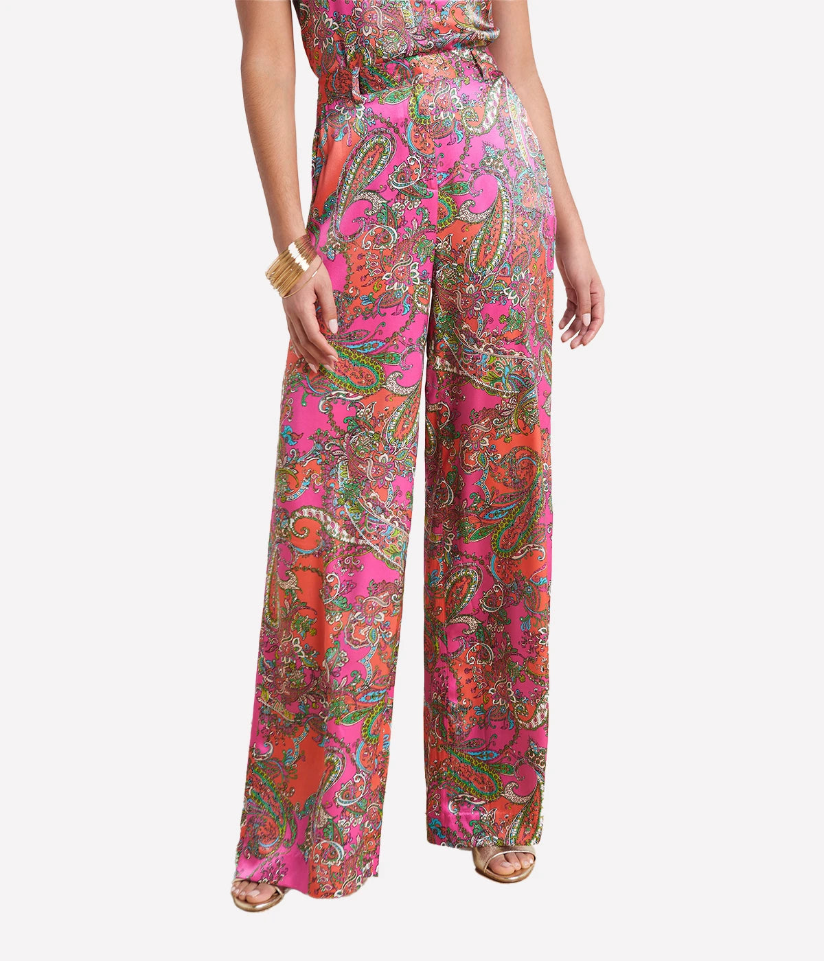 Gavin Wide Leg Pant in Rhodamine Bright Pop Paisley