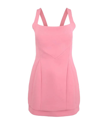Pink strappy mini dress with wide straps and dart detailing by Alexis. A stylish statement piece, perfect for your next special occasion.  