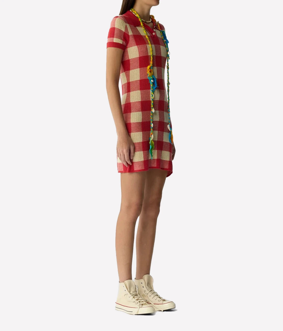Gingham Polo Dress In Scarlet Mist