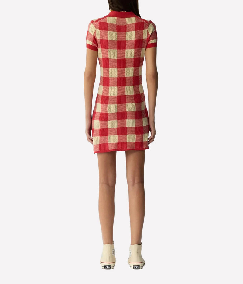 Gingham Polo Dress In Scarlet Mist