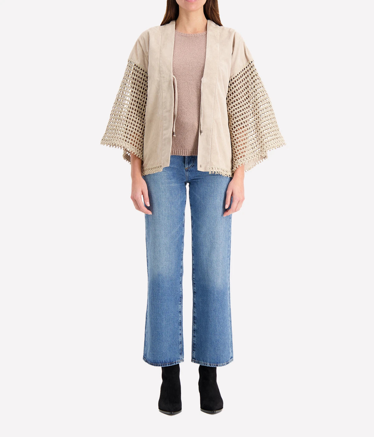 Leather Kimono in Beige