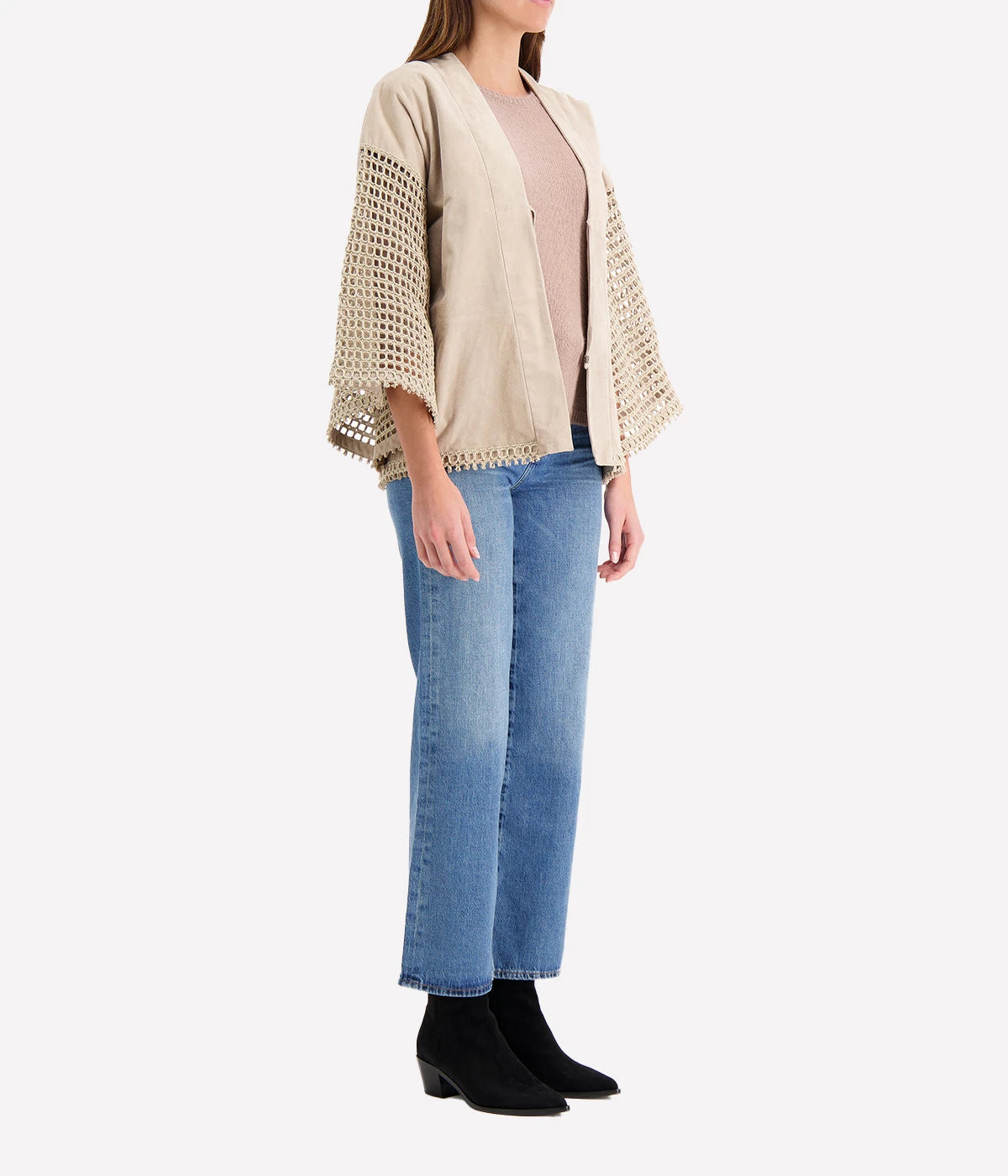 Leather Kimono in Beige