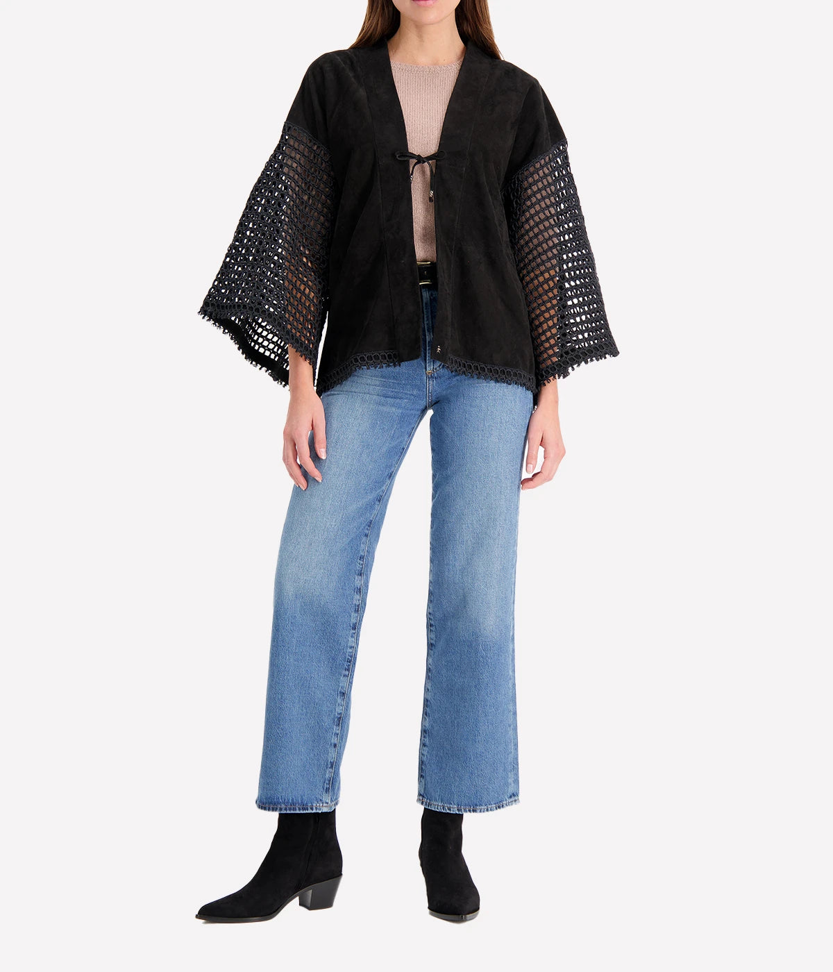 Leather Kimono in Black