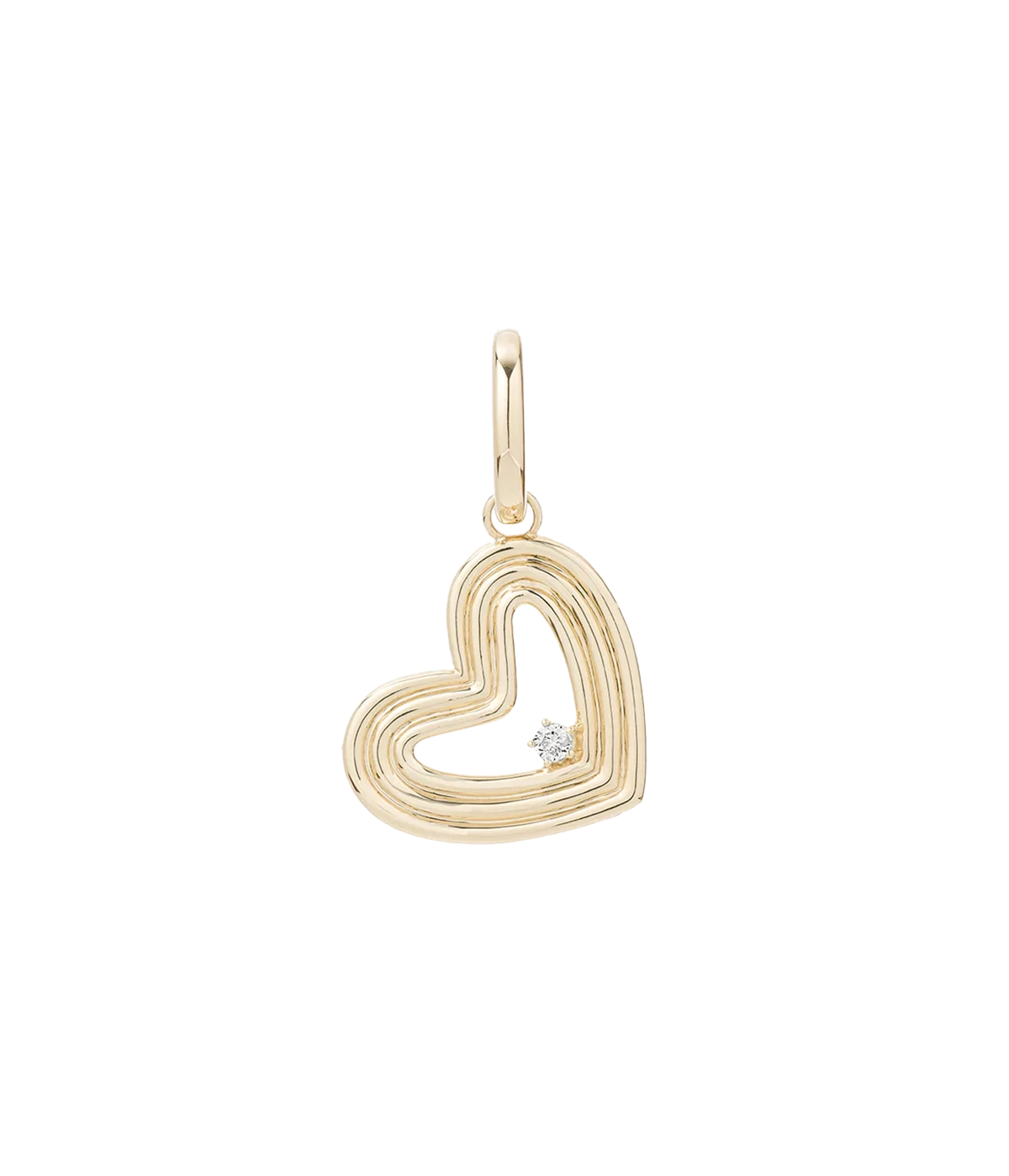 Groovy Diamond Heart Charm in 14K Yellow Gold