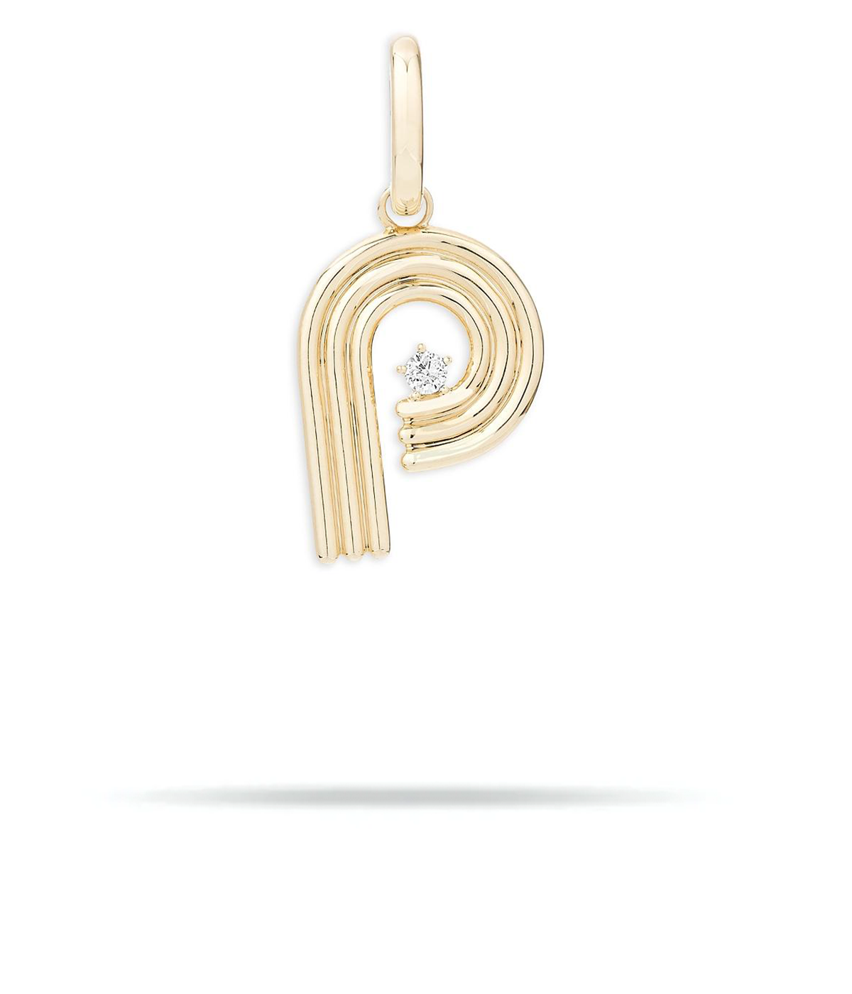 Groovy Diamond Initial P Charm 14K