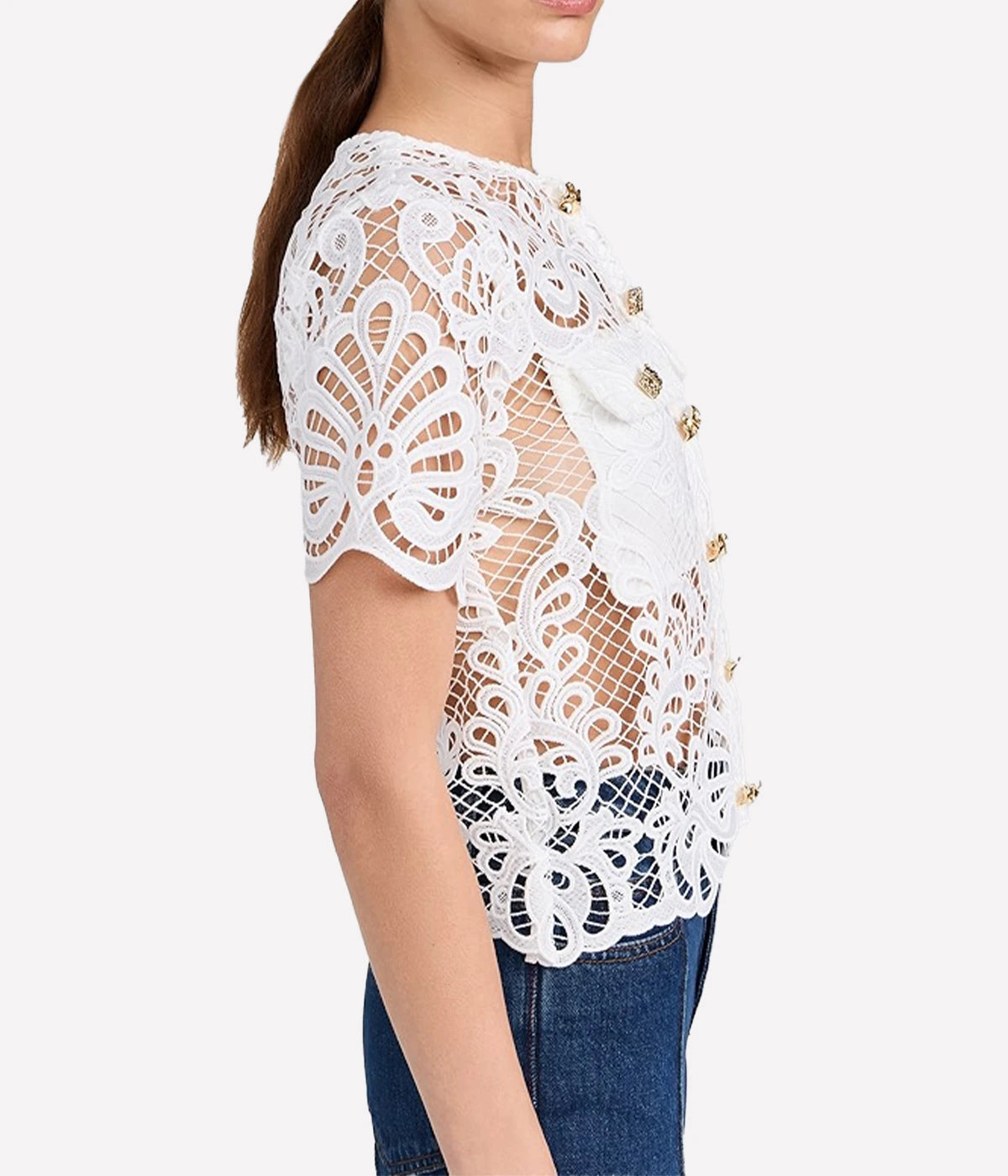 Guipure Lace Top in White
