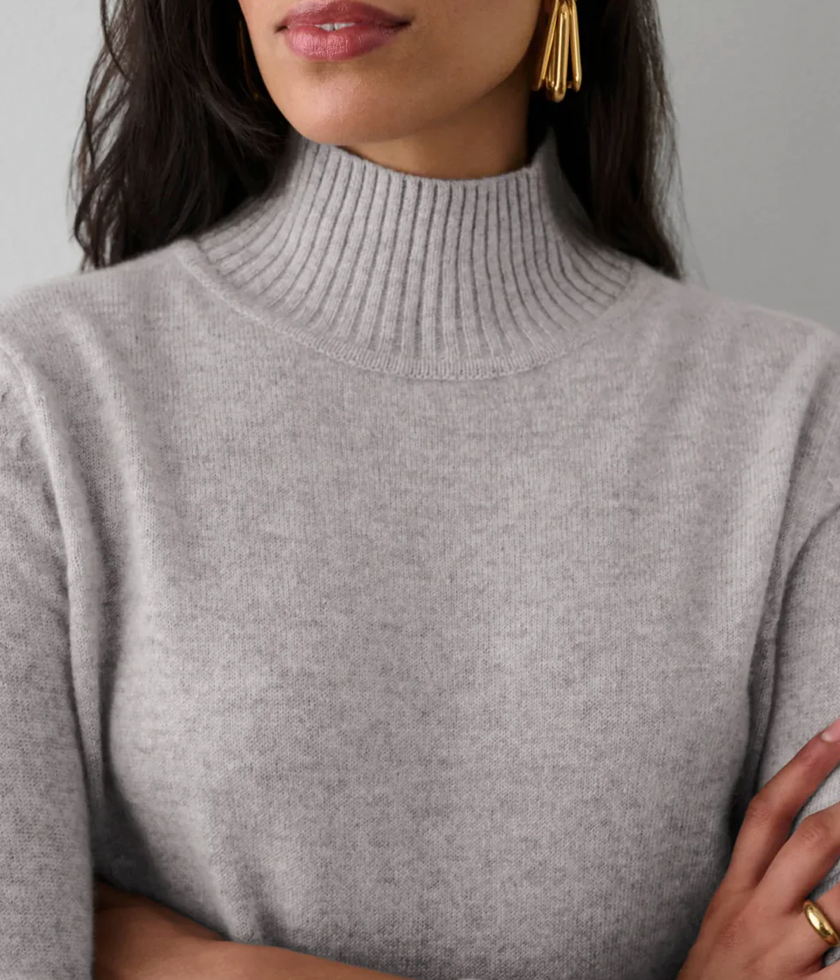 Cashmere Easy Standneck in Grey Heather