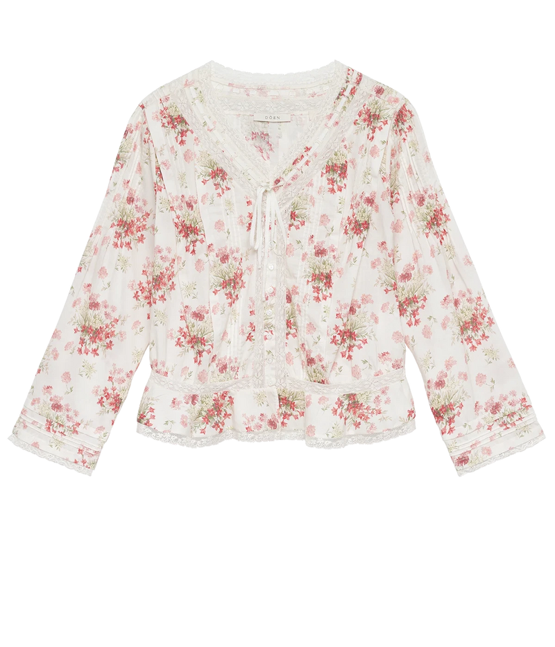 Hillock Top in Ivory Lantana Floral