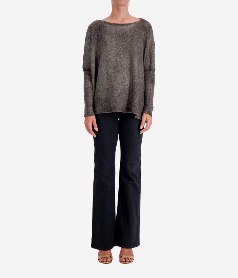 Hand Painted Cashmere Pullover in Fango